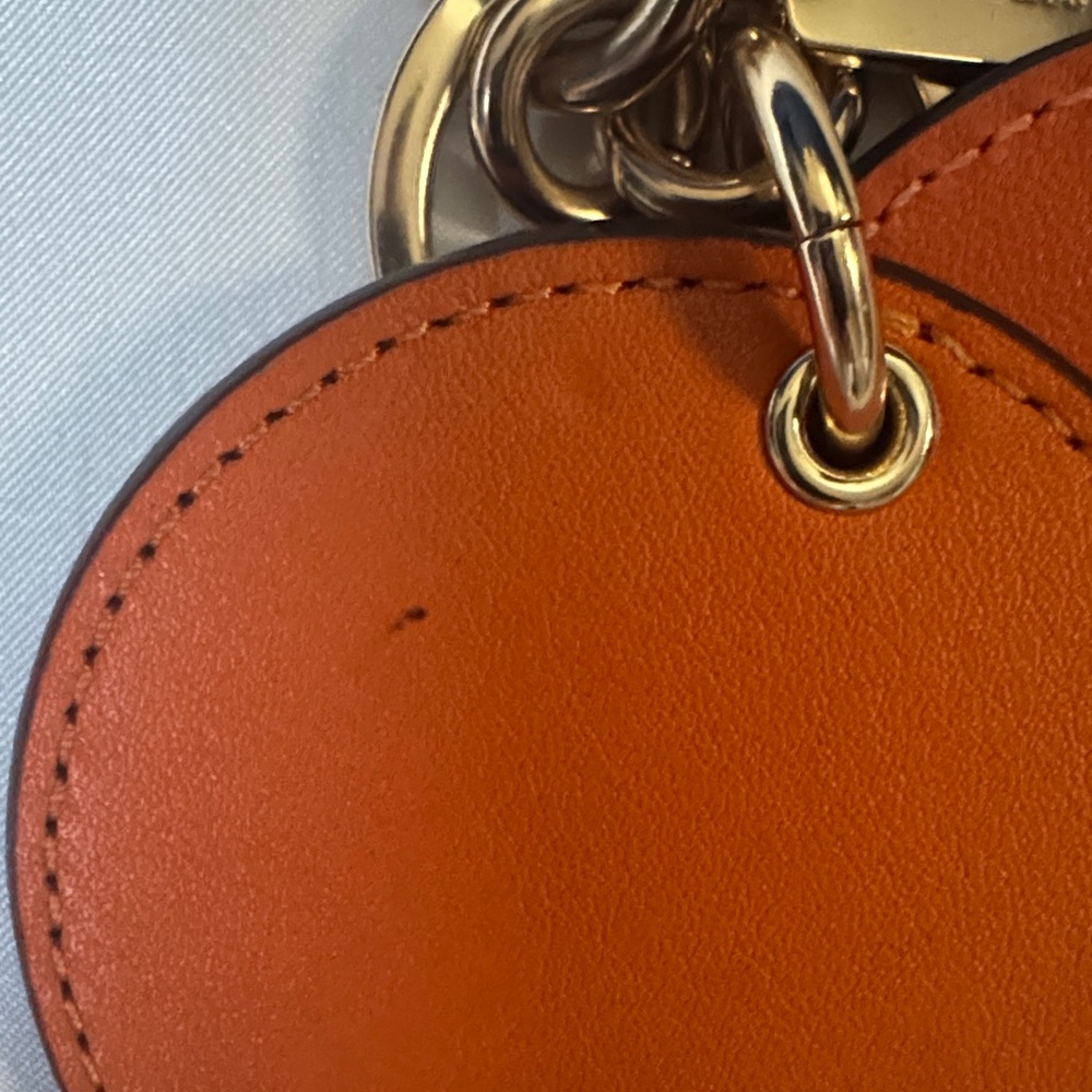 Coach Orange and Gold Leather mirror  Keyring - Picture 3 of 6